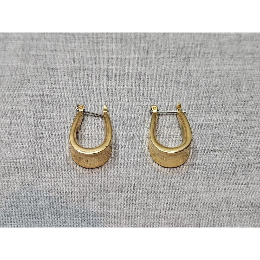 Vintage Nine West Gold Tone Horseshoe Hoop Earrings